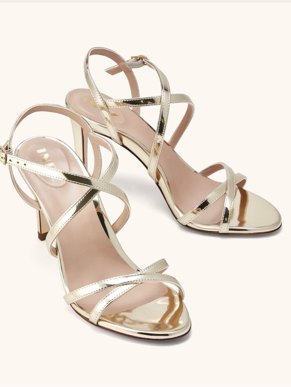 INEZ Alicia High Heel Sandals in Gold Platinum Metallic NEW Size 9